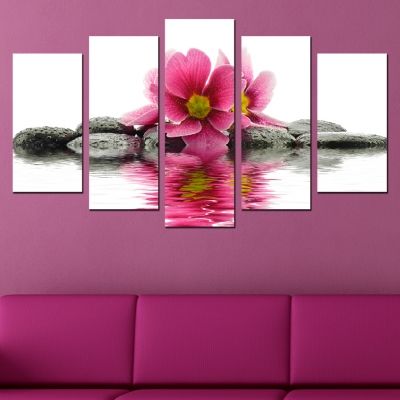 Canvas art set zen composition with flower and stones