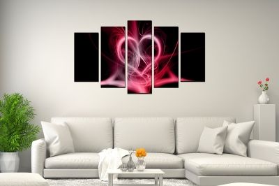 Abstract wall art in black and pink 