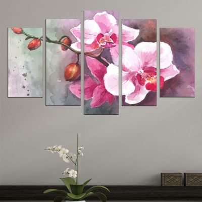 Canvas wall art set for home decoration with orchids