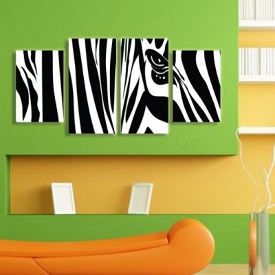 0067 Wall art decoration (set of 4 pieces) Zebra