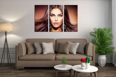 Wall art canvas set of 3 pieces for beauty salon Glamor