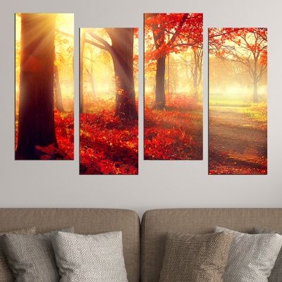 canvas wall art landscape autumn red