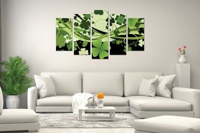 Floral wall art clovers for luck in black and green