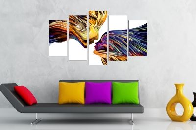Abstract wall art with man and woman