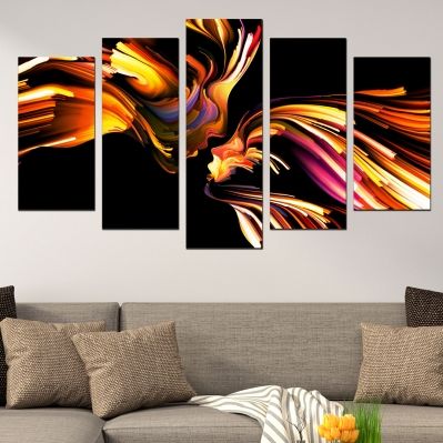 Abstract love canvas art for bedroom black yellow 