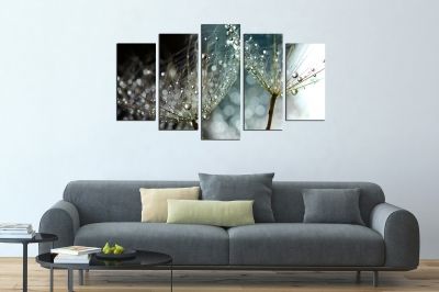 canvas wall art in grey with dandelions
