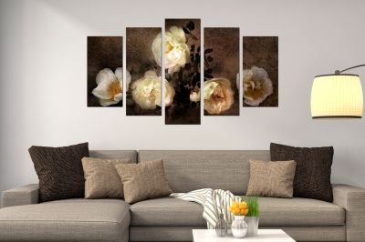0009 Wall art decoration (set of 5 pieces)  Wild roses