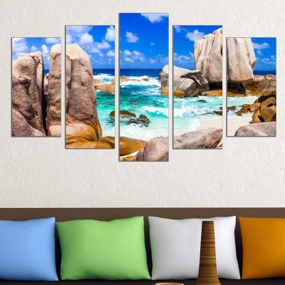 0621 Wall art decoration (set of 5 pieces) Landscape rocky wild beach 