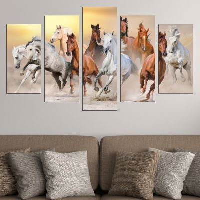 0623 Wall art decoration (set of 5 pieces) Wild horses