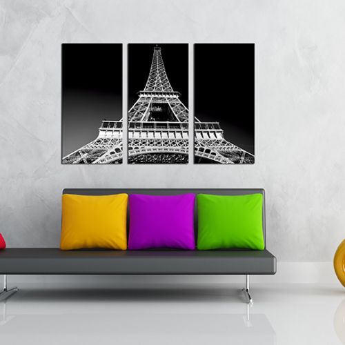 0211 Wall art decoration (set of 3 pieces) Eiffel Tower