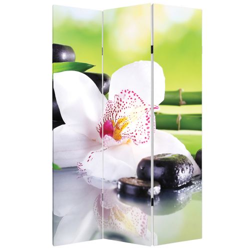 P0162 Room devider (screen) White orchid with reflection (3,4,5 or 6 panels)