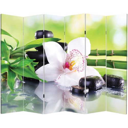 P0162 Room devider (screen) White orchid with reflection (3,4,5 or 6 panels)
