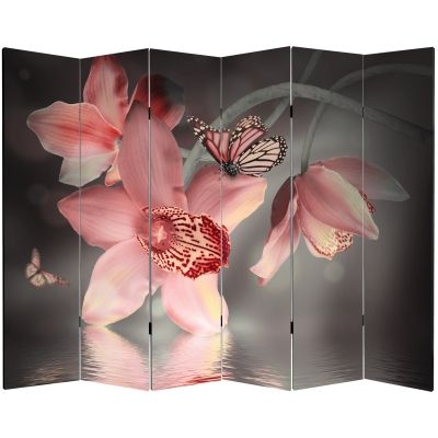 Canvas Room devider Orchids and butterflies