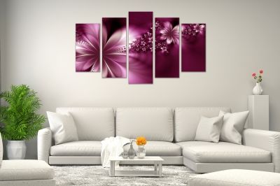 Canvas art flowers abstract purple