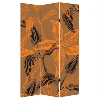 Decorative Room divider Abstract flowers in orange and brown 