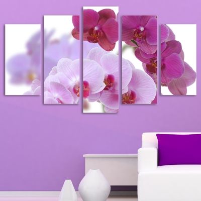 0099 Wall art decoration (set of 5 pieces) Beautiful orchids