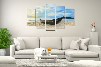 canvas print decoration sea landscape with boat