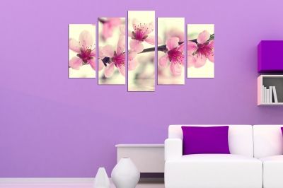  Art canvas decoration for wall Branch with pink blossoms
