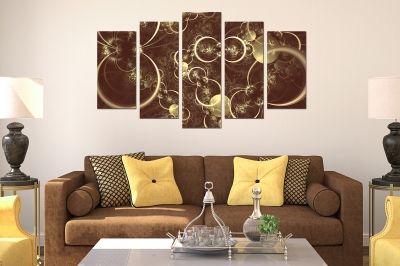 Canvas art circles abstract brown gold