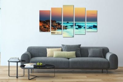 0304 Wall art decoration (set of 5 pieces)  Sunset over the sea