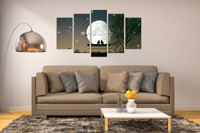 canvas wall art for bedroom with birds in love on moonlight