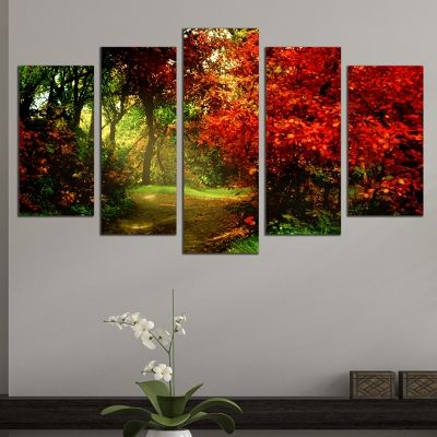 5 pieces home decoration for wall colorful forest landscape