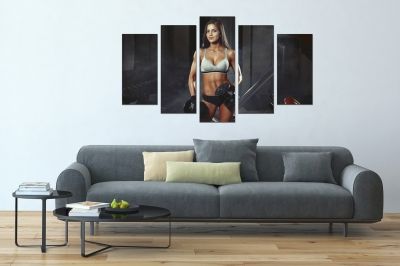 Fitness girl canvas art set of 5 pieces