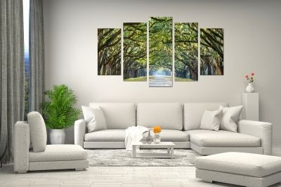 canvas wall art set forest landscape in green