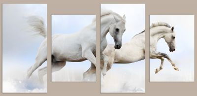 Painting with white horses