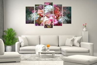 Painting canvas wall art with art flowers beautiful colors