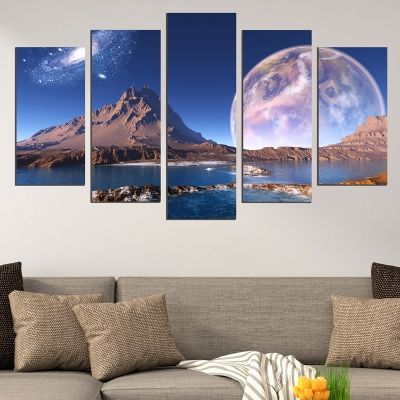 0675 Wall art decoration (set of 5 pieces) Fantastic mountain landscape