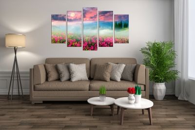 Canvas fine art decoration colorful mountain landscape pink