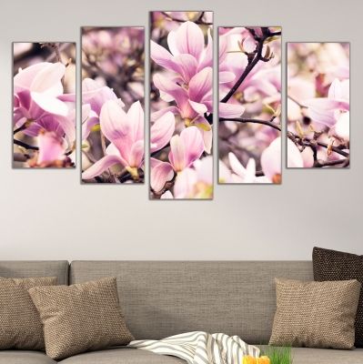 canvas wall art with white magnolia