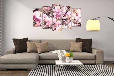 Декоративни панели за хол с цветя лилави магнолии