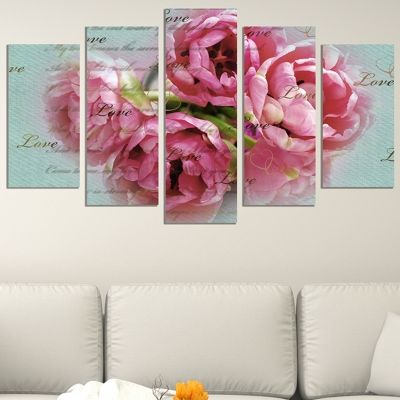 0684 Wall art decoration (set of 5 pieces) Vintage roses