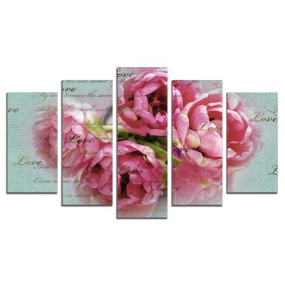 0684 Wall art decoration (set of 5 pieces) Vintage roses