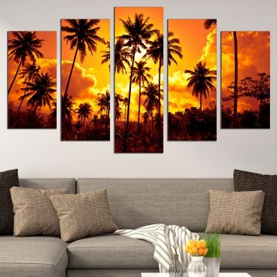 0693 Wall art decoration (set of 5 pieces) Palms