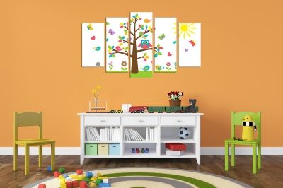 Wall art decoration for kids room with funny tree