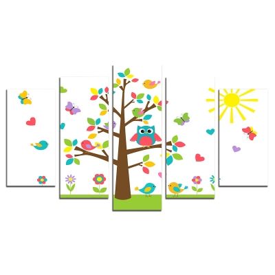 0694 Wall art decoration (set of 5 pieces) Funny tree