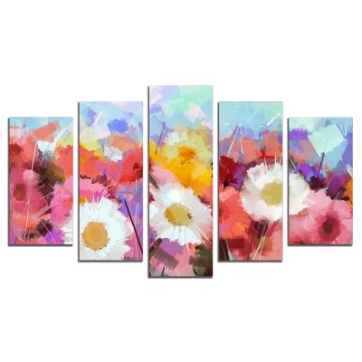 0696 Wall art decoration (set of 5 pieces) Abstract flowers