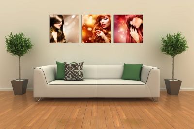 set of 3 pieces wall decoration for hair-dressing salon