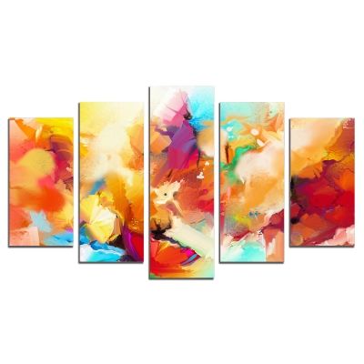 0699 Wall art decoration (set of 5 pieces) Abstract flowers