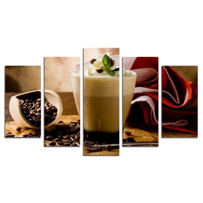 0051 Wall art decoration (set of 5 pieces) Fragrant cappuccino