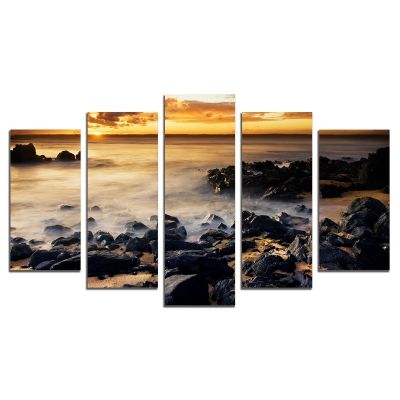 0130 Wall art decoration (set of 5 pieces) Sea sunset