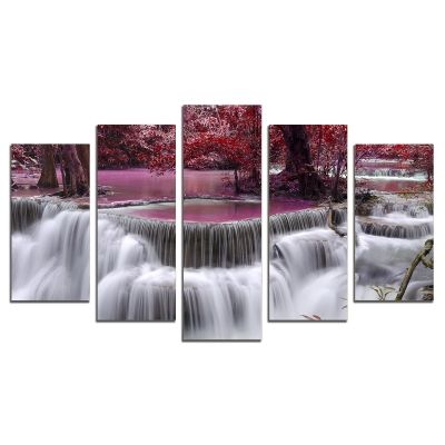0243 Картина-пано от 5 части Приказен водопад