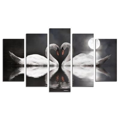 0264  Wall art decoration (set of 5 pieces) Swans