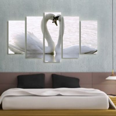 Bedroom wall decoration with swans
