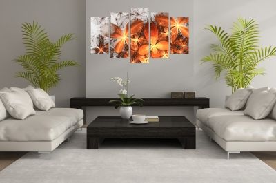 Canvas art flowers abstract orange