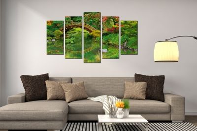 Canvas fine art decoration landscape with sunflowers field