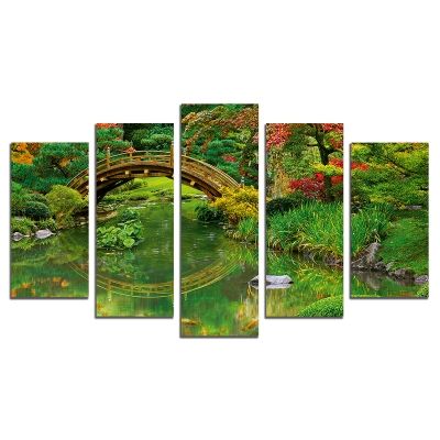 0704 Wall art decoration (set of 5 pieces) Green garden
